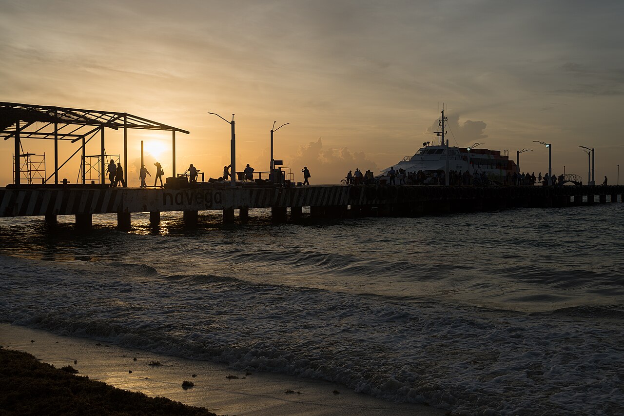 The Cozumel ferry pier at sunrise